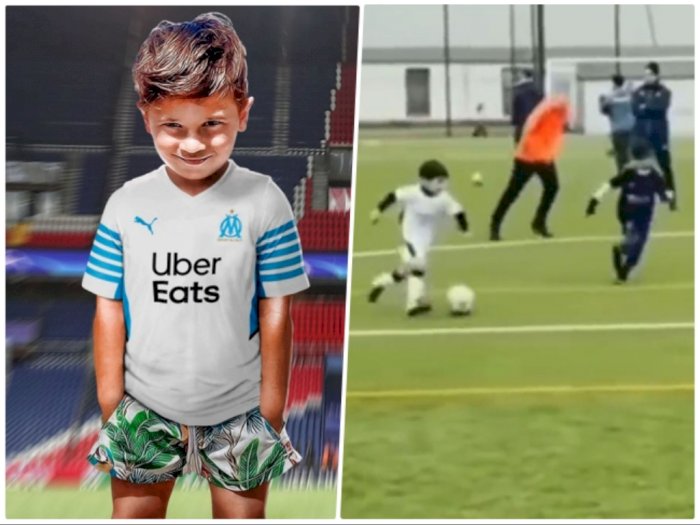 Gocek 3 Pemain, Bocah Mirip Anak Messi Cetak Gol Keren dengan Tendangan Jarak Jauh