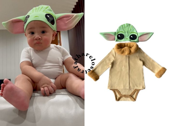Potret Rayyanza Pakai Kostum Star Wars Baby Yoda, Ekspresinya Gemesin