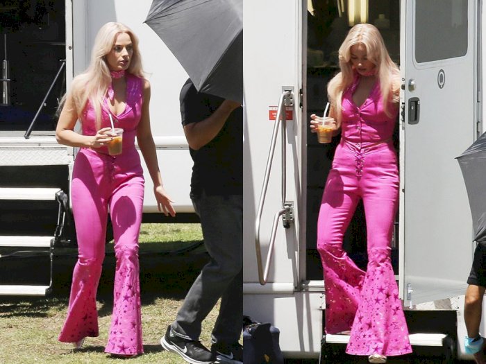 Bocor Lagi! Set Foto Margot Robbie Pakai Kostum Pink untuk Film 'Barbie' Viral