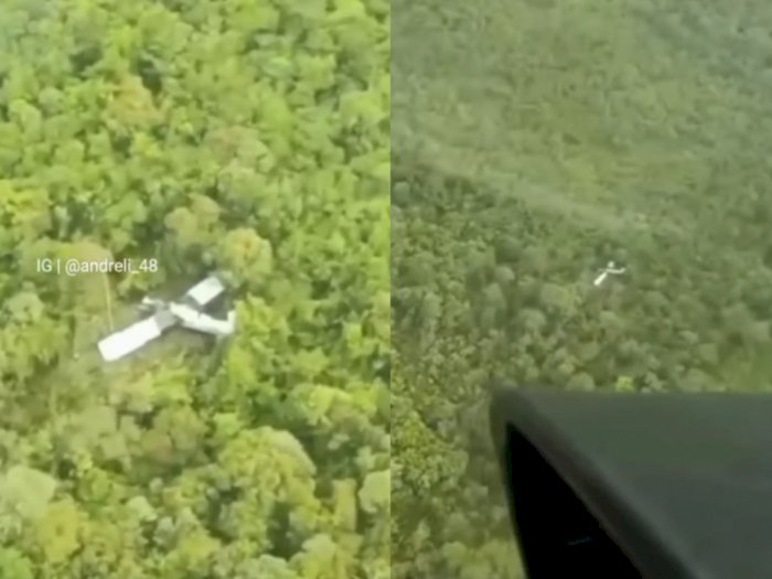 Penampakan Pesawat Susi Air yang Jatuh di Hutan Belantara Timika, Kru & Penumpang Selamat