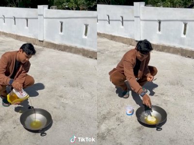 Enggak Perlu Kompor, Pria Ini Masak Telur Ceplok di Bawah Sinar Matahari