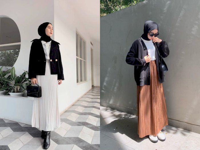 5 Inspirasi OOTD Rok Plisket Hijab Kekinian, Terbaru 2022!