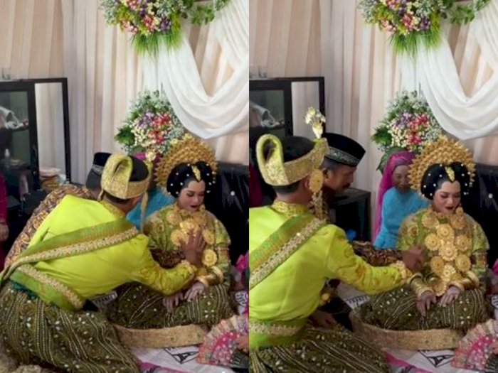 Momen Pengantin Pria Lakukan Adat 'Mappasikarawa', Pegang-Pegang Badan Istri di Depan Umum