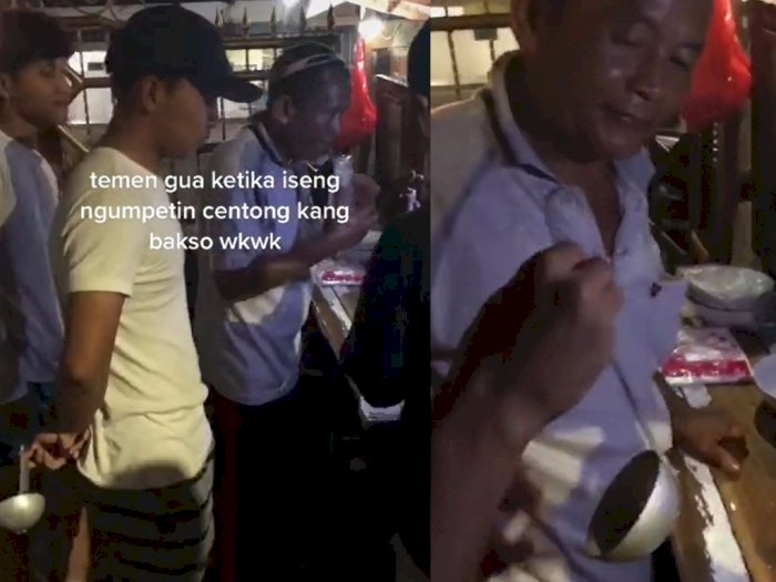 Aksi Pria Iseng Sembunyikan Centong Tukang Bakso Bikin Warganet Ngakak: Ramah Banget!
