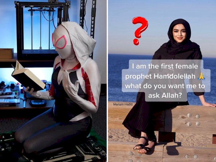 TikToker Hijab Ini Pakai Kostum Spiderman Sambil Ngaji Sampai Ngaku Nabi Wanita Pertama