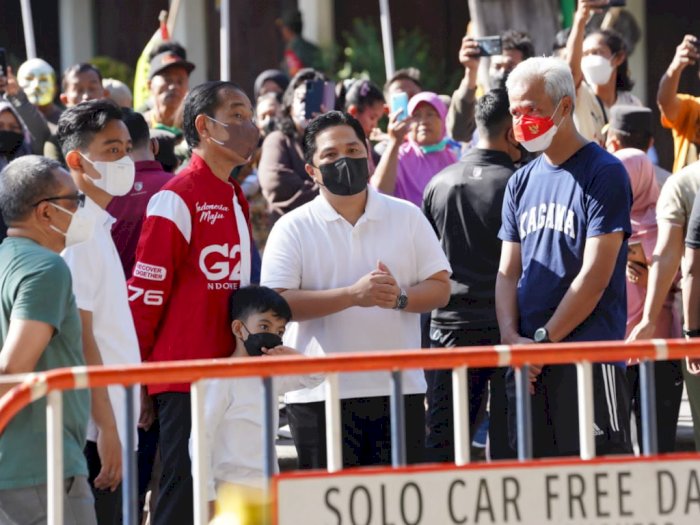 Cari Keringat, Erick dan Ganjar Jalan Santai Bareng Keluarga Jokowi saat CFD di Surakarta