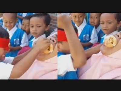 Ngakak! Bocah Ini Terlalu Semangat Suapi Ibu saat Ikut Lomba, Netizen: Auto Pindah KK