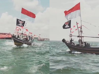 Sugoi! Kapal Nelayan Indonesia Kibarkan Bendera Topi Jerami dari Anime One Piece