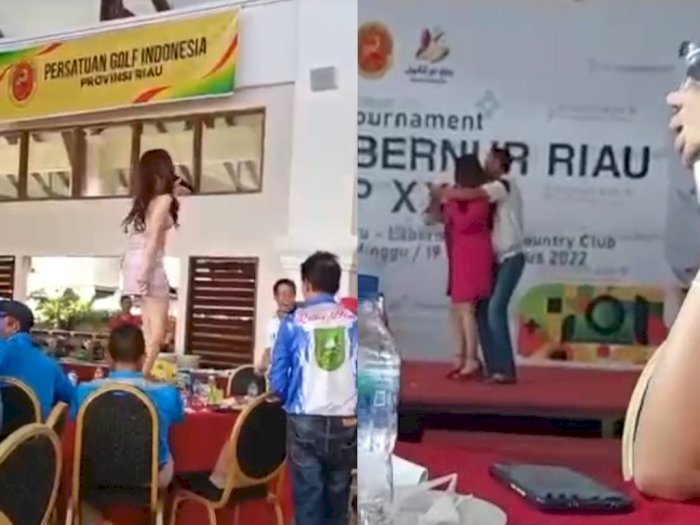 Aksi Wanita Seksi Joget di Atas Meja saat Pembukaan Turnamen Golf Gubernur Riau Viral! 