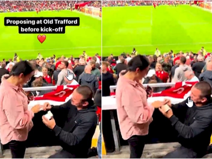 Bikin Iri! Fans MU Ini Lamar Kekasih di Old Trafford Sebelum Kick Off Pertandingan