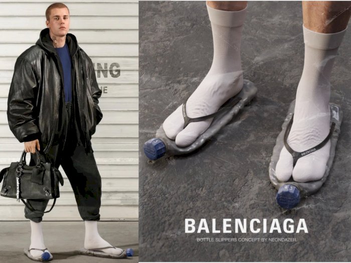 Hypeabis Gaya Justin Bieber Pakai Sandal Botol Plastik Balenciaga, Tuai Sorotan