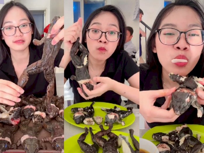 Aksi Cewek Mukbang Kodok Rebus Bikin Warganet Muntah: Lebih Baik Makan Nasi Sama Garam!