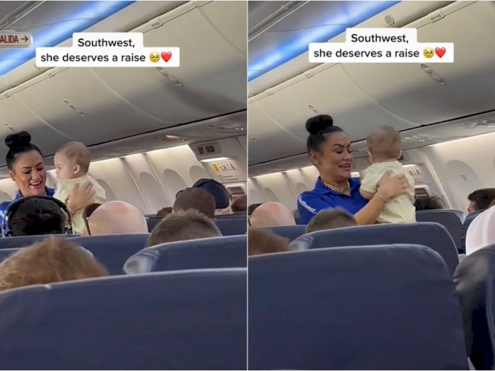 Aksi Pramugari Tenangkan Bayi Menangis di Pesawat Tuai Pujian, Netizen: Cantik Luar Dalam
