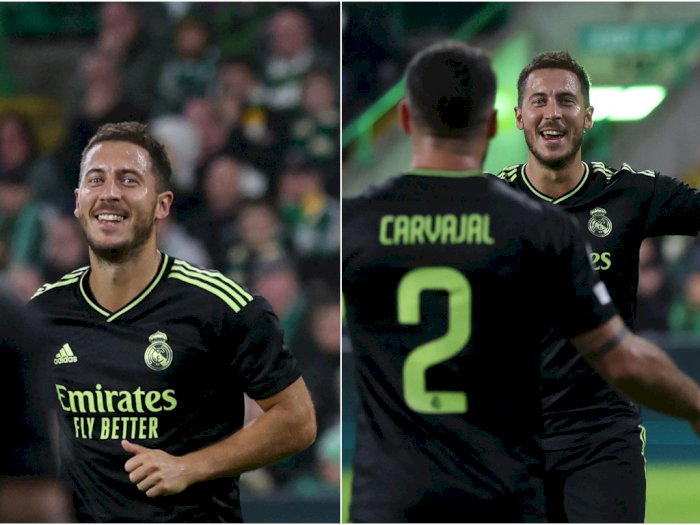 Bahagianya Hazard Sumbang Gol Real Madrid di Liga Champions, Full Senyum!
