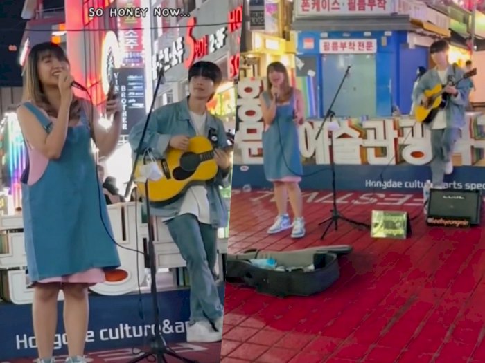 Viral Ghea Indrawari Jadi Musisi Jalanan di Korea, Duet Bareng Oppa Nyanyi Lagu Ed Sheeran