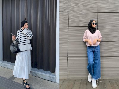 5 OOTD Sweater Hijab dengan Rok dan Celana, Terbaru 2022!