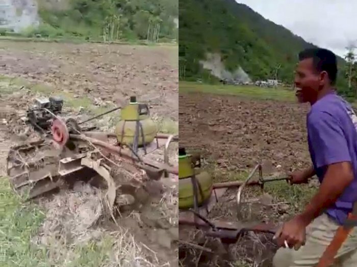 BBM Mahal, Pria asal Aceh Ini Pakai Gas Elpiji untuk Bahan Bakar Traktor Bajak Sawah