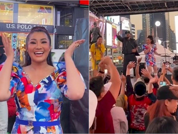 Nyanyi 'Ojo Dibandingke', Fitri Carlina Girang Ambyarkan Bule-bule di Times Square