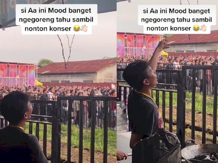Viral, Abang Tukang Gorengan Terekam Joget sambil Goreng Tahu saat Konser: Mood Banget!