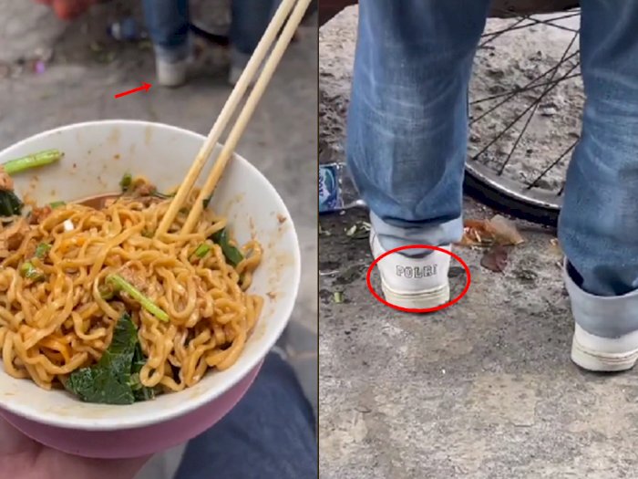 Lagi Makan Mie Ayam Kaki Lima, Pria Ini Salfok saat Lihat Sepatu Penjualnya: Pantes Banyak