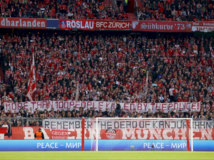 Respek! Fans Bayern Pasang Spanduk Dukungan untuk Korban Kanjuruhan di Laga Liga Champions