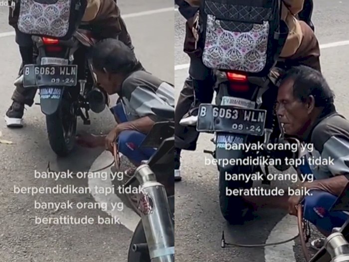 Viral, Diduga Anak Sekolahan Ogah Turun saat Isi Angin Ban, Netizen Meradang: Minim Adab!