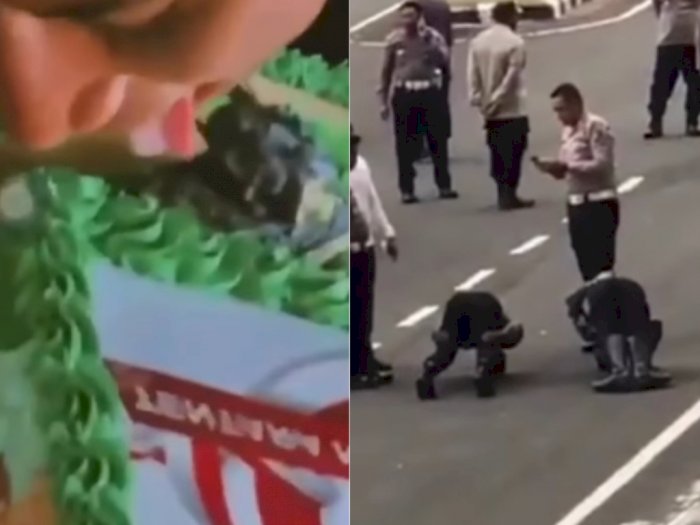 Viral Jilat Kue Ultah TNI, Oknum Polisi Langsung Diberi Hukuman, Disuruh Cium Aspal Jalan