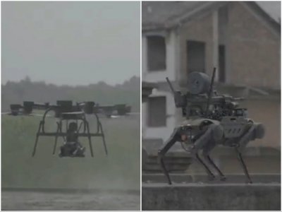 Viral Drone Buatan China Bisa Bawa Anjing Robot Dipersenjatai Senapan Mesin