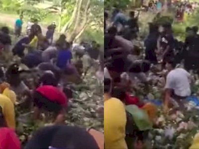 Viral, Warga Ngawi Saling Lempar Makanan saat Selamatan Hasil Panen, Banjir Komentar Pedas