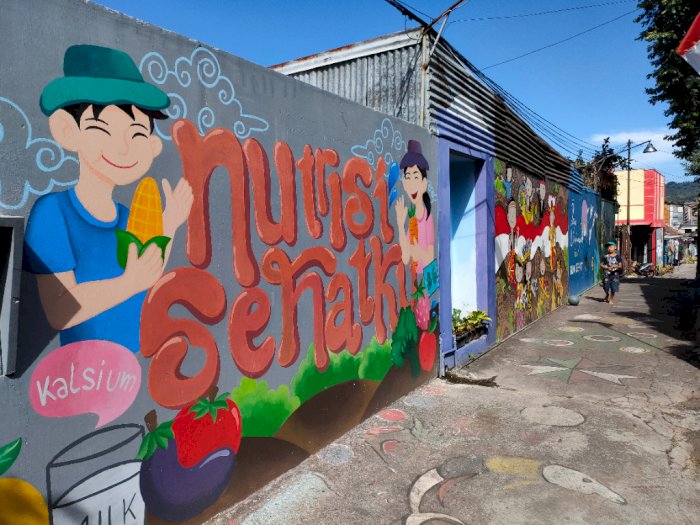 Keren! Gang Sempit di Malang Mendadak Disulap Jadi Kampung Penuh Mural Cantik