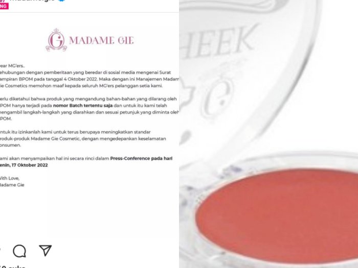 Klarifikasi Madame Gie Soal Kandungan Makeup Berbahaya, Konsumen Terlanjur Kecewa