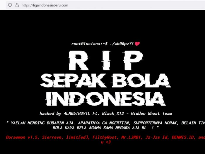 Waduh! Situs Resmi PT Liga Indonesia Baru Sempat Kena Hack, Kini Sudah Normal