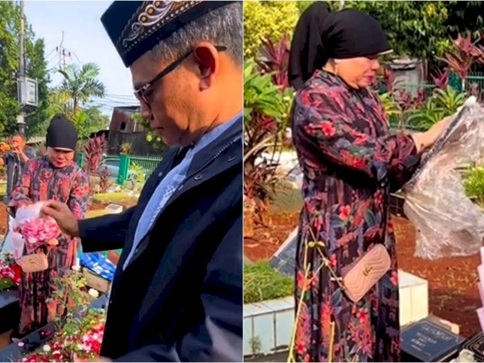 H Faisal Ziarah Kenang Setahun Kepergian Vanessa-Bibi, Oma Dewi Nyesek Cium Foto