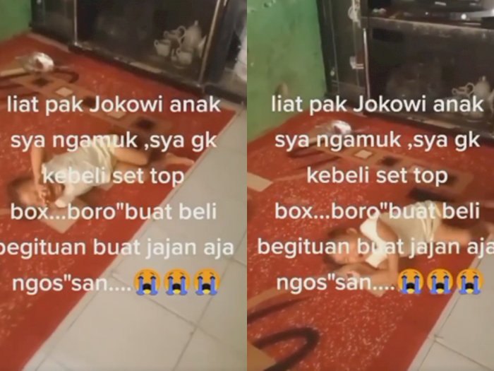 Viral Anak Nangis Gak Bisa Nonton TV, Ibu Curhat ke Jokowi Nggak Mampu Beli Set Top Box