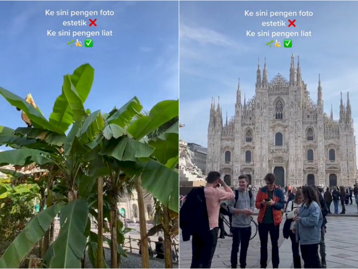 Liburan ke Eropa, WNI Ini Kaget Lihat Pohon Pisang Tumbuh di Depan Katedral Milan
