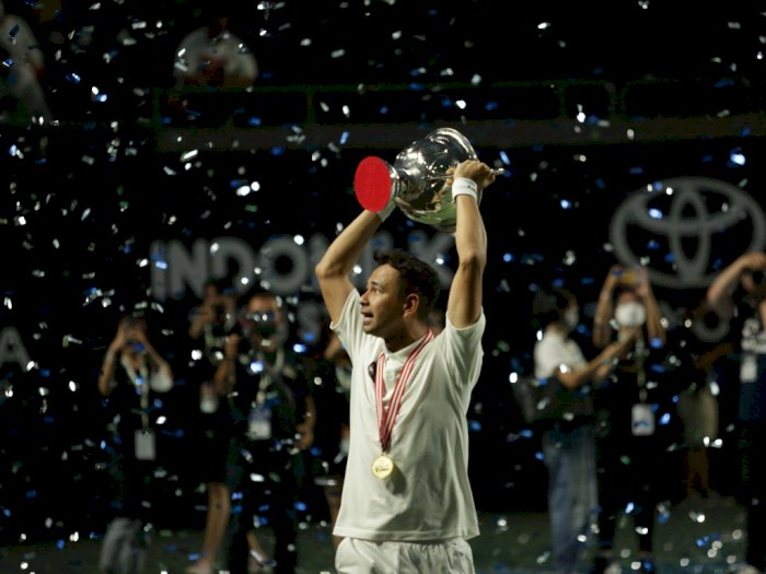Flash Back! Ekspresi Kemenangan Raffi Ahmad Taklukan Desta di Tiba-tiba Tenis 
