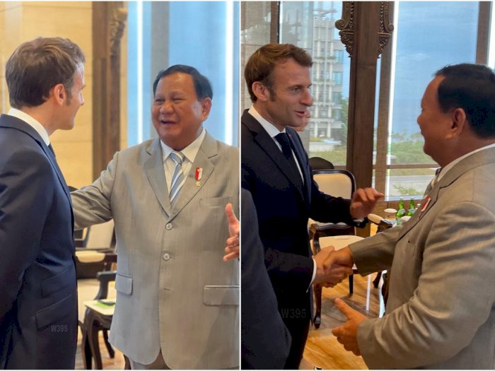 Keakraban Menhan Prabowo dengan Presiden Prancis Emmanuel Macron di KTT G20