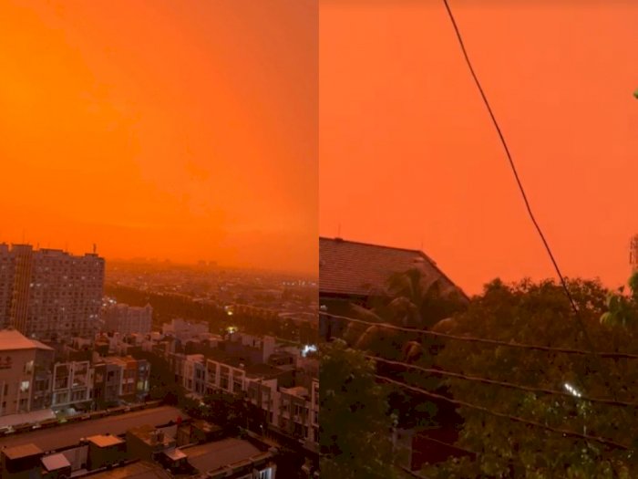 Pemandangan Tak Biasa, Langit Senja di Jakarta Berwarna Jingga, Kenapa Ya?