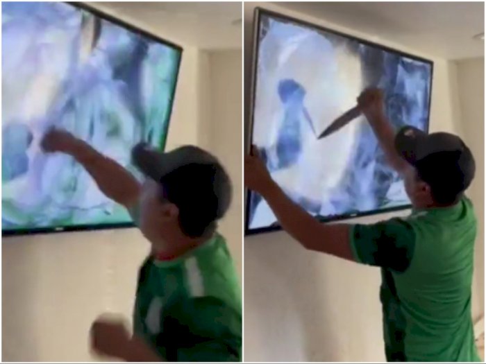 Meksiko Gagal ke 16 Besar Piala Dunia 2022, Pria Ini Menangis, Pukul hingga Tusuk TV