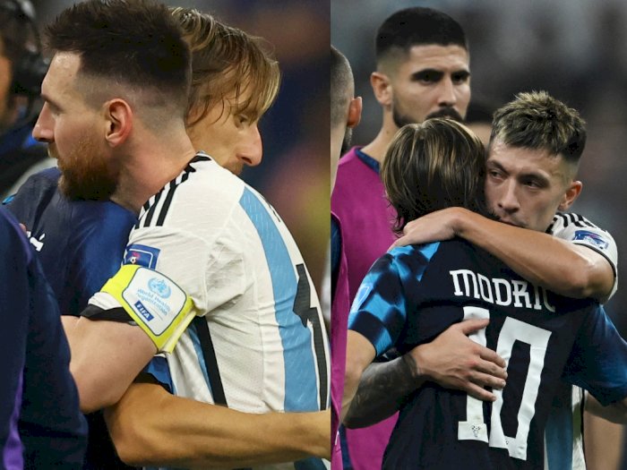 Pemain Argentina Hibur dan Peluk Luka Modric Usai Kroasia Kandas di Piala Dunia 2022