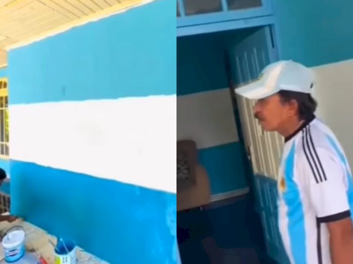Pria Ini Hiasi Rumahnya Bertema Bendera Argentina, Berharap Menang Piala Dunia 2022