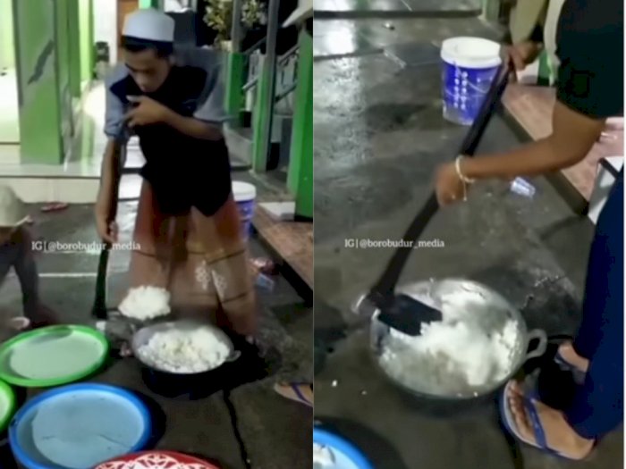 Pria Ini Menyendok Nasi dengan Cangkul, Kelakuannya Bikin Geger Netizen