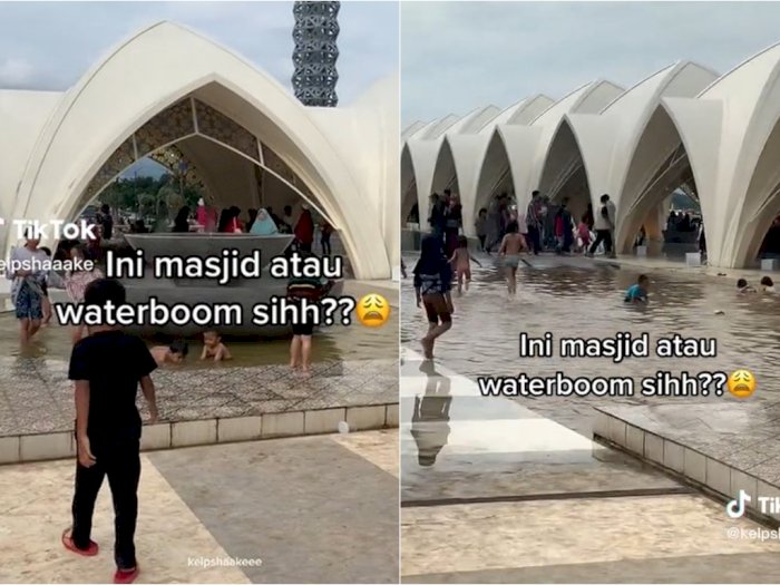 Baru Diresmikan, Masjid Al Jabbar Malah Dijadikan Waterboom Dadakan Oleh Bocil