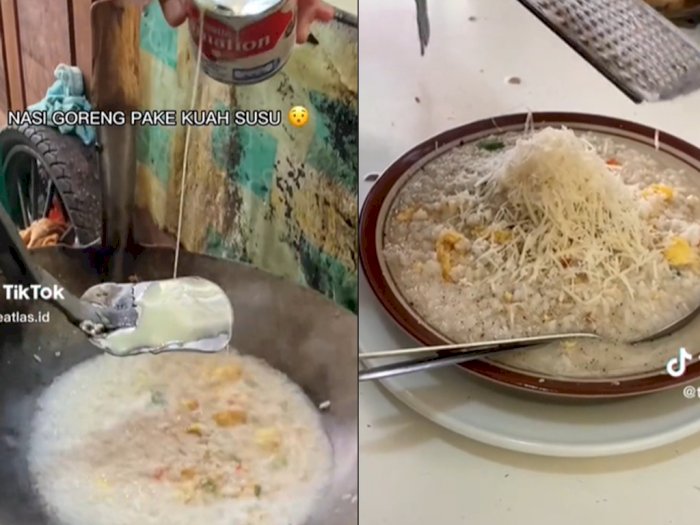 Viral Jualan Nasi Goreng Kuah Susu Topping Keju, Netizen: Sereal Kearifan Lokal