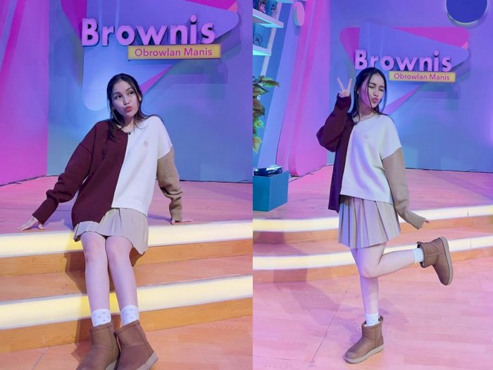 Gaya Ayu Ting Ting Pakai Sweater dan Rok Mini ala Eonni Korea, Netizen Gemas Berjamaah