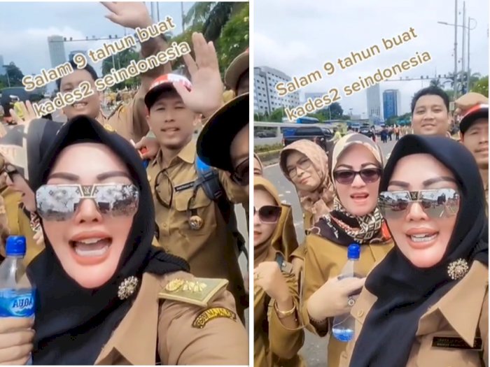 Viral Ibu Kades Demo Pakai Kacamata LV hingga Gigi Diveneer, Netizen: Makin Glowing!