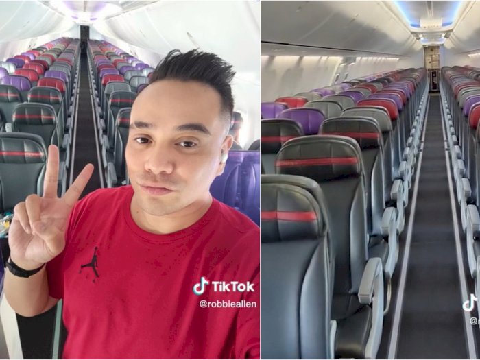 Pria Ini Jadi Penumpang Tunggal di Pesawat, Bebas Duduk Dimana Aja Serasa Naik Jet Pribadi