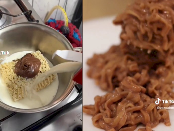 Pria Ini Masak Mie Instan Pakai Cokelat & Susu, Netizen: Sayang Banget Bumbunya Gak Dipake