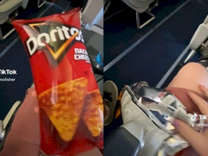 Akun Tiktok Ini Bagikan Video 'Meledak'nya Snack di Pesawat, Kok Bisa?