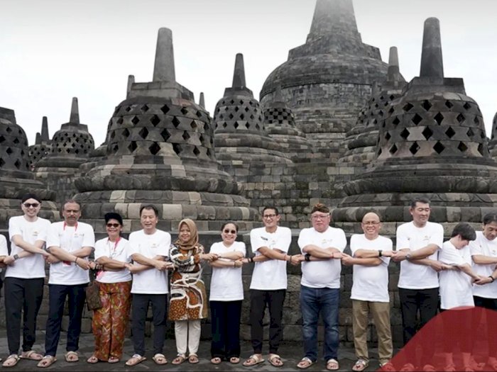 Kunjungi Candi Borobudur Bersama Sandiaga,  Delegasi ATF Dibuat Kagum dengan Relief Candi
